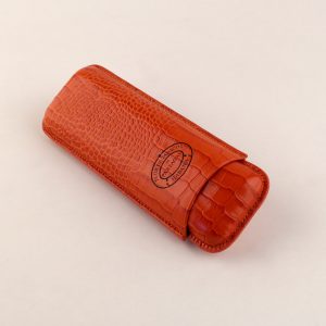 Partagas Leather Cigar Case Croco Effect - Orange
